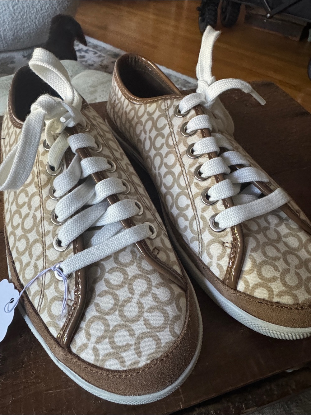 Coach Monogram Canvas Sneakers in Beige and Brown